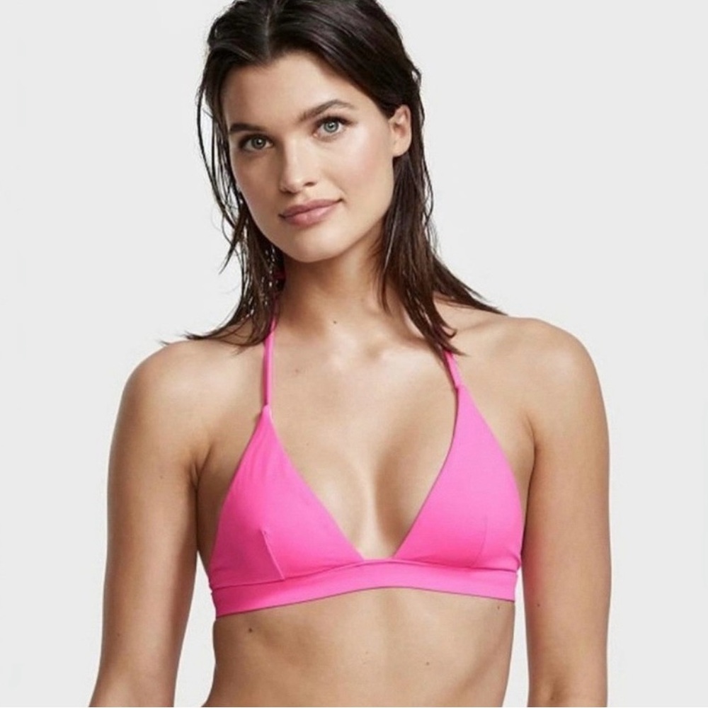 Victoria's Secret Essential Halter Bikini Top in Post It Pink